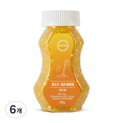 마크롱 청소기 살균 탈취제 레몬향, 80g, 6Ea