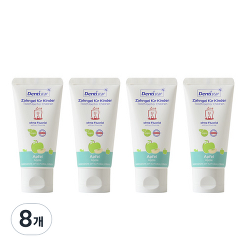 덴티스타 유아용 무불소 치약 사과맛, 8개, 60ml