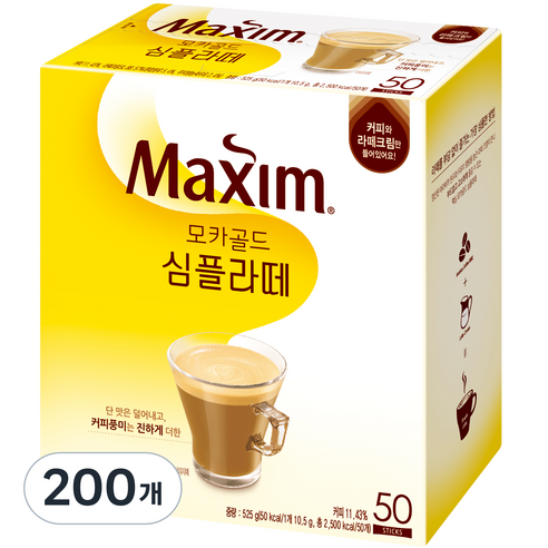 맥심 모카골드 심플라떼 커피믹스, 10.5g, 200개