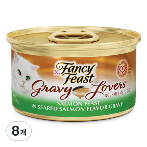 팬시피스트 퍼피/키튼 퓨리나 화이트라벨 그레이비 주식캔, 연어, 85g, 8개
