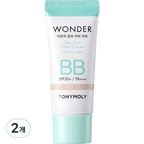토니모리 원더 티트리 포어 커버 비비크림 SPF50+ PA+++ 30ml, 21 스킨베이지, 2개