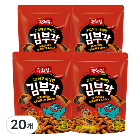 광천김 고소하고 바삭한 김부각 매콤달콤맛, 50g, 20개