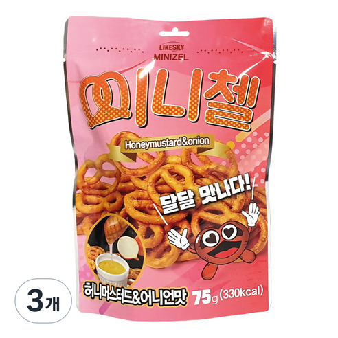 하늘처럼 미니 프레첼 허니머스터드 앤드 어니언, 3개, 75g