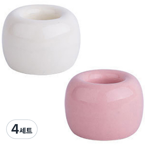 리버그린 무지 도자기 칫솔꽂이 2p, 핑크 + 화이트, 4세트