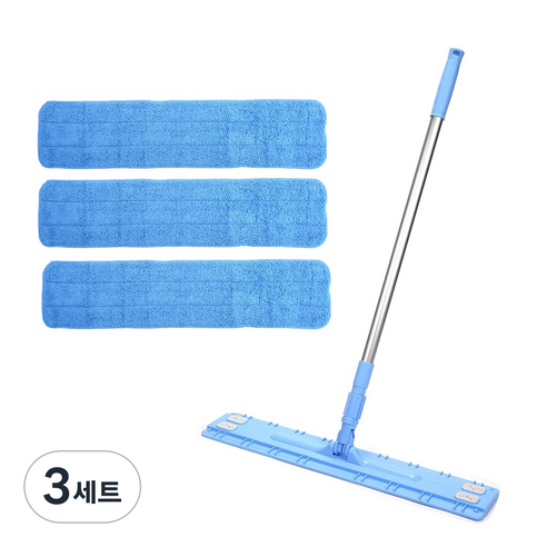 에이클린 청소밀대걸레 대형 스카이 + 분섬사패드 3매, 3세트