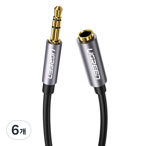 유그린 3.5mm 3극 스테레오 고급형 AUX 연장 케이블 1.5m, 혼합색상, 6개