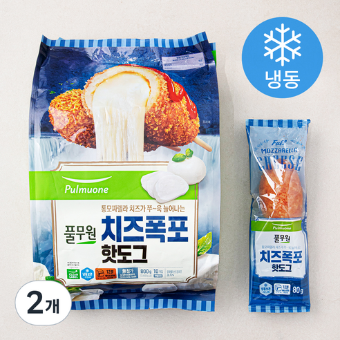 풀무원 모짜렐라 치즈폭포 핫도그 (냉동), 800g, 2개