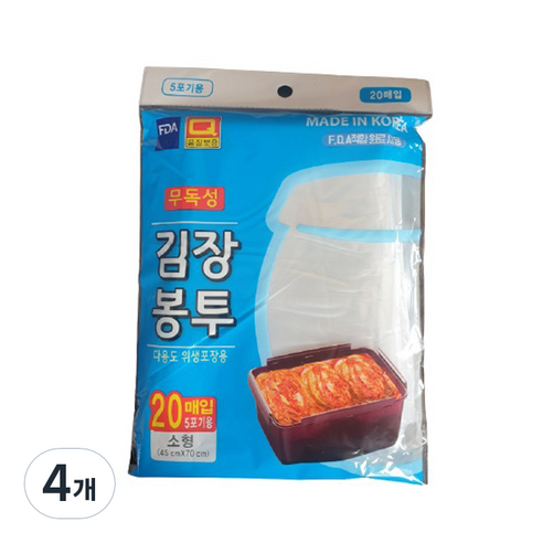 우진크린라이프 김장봉투, 소형(약5포기), 20개입, 4개