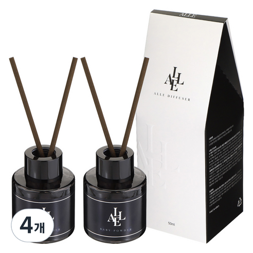 알레 블랙 디퓨저, 4개, 50ml, 베이비파우더
