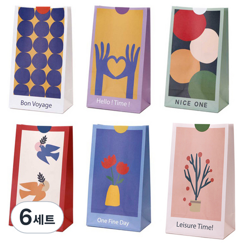 인디케이 모던아트 페이퍼백 6p + 스티커 6p 세트, 혼합색상, 6세트