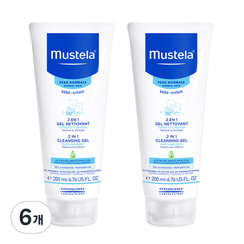 무스텔라 유아용 투인원 클렌징 젤, 200ml, 6개