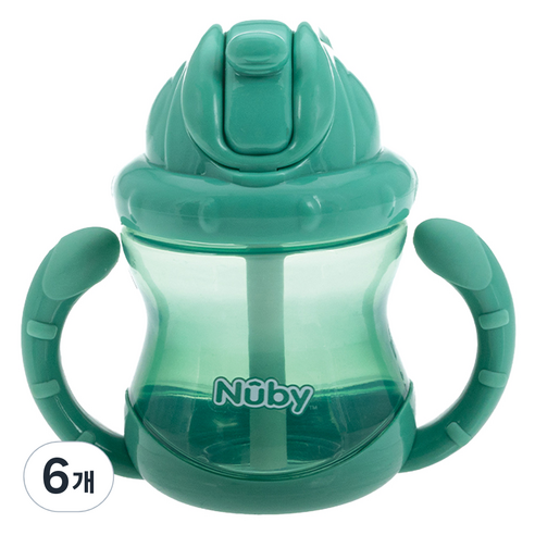 누비 무당벌레 빨대컵 240ml, 뉴트럴그린, 6개