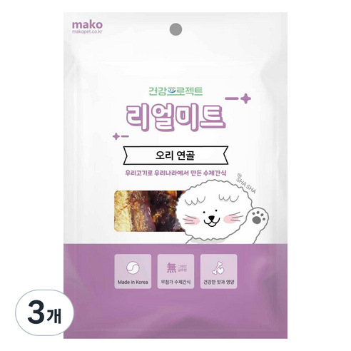 강아지 건강프로젝트 리얼미트 수제간식 대포장, 오리연골, 300g, 3개