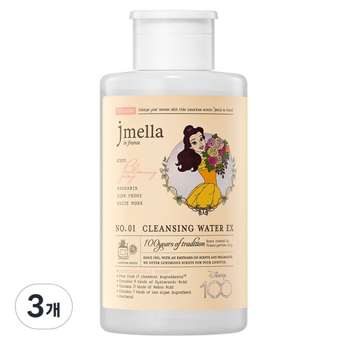 제이멜라 디즈니 100주년 에디션 인 프랑스 블루밍 피오니 클렌징 워터, 500ml, 3개