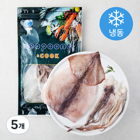 서풍앤쿡 국내산 손질 오징어 (냉동), 200g, 5개