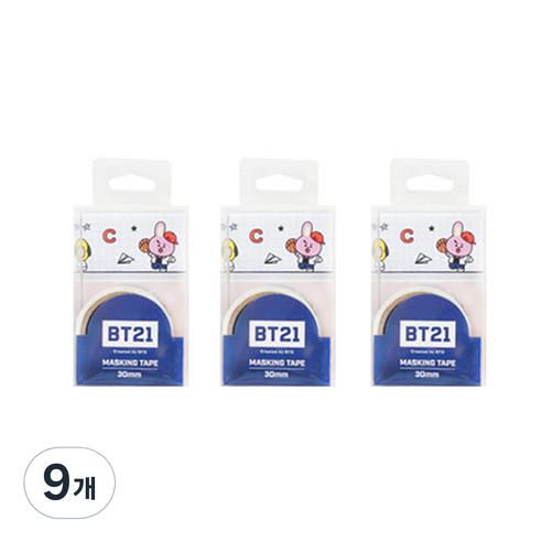 라인프렌즈 BT21 마스킹테이프 30mm, 화이트, 9개