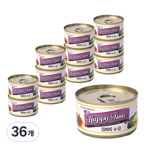 해피타임 강아지 간식캔 100g, 닭고기 + 쌀 혼합맛, 36개