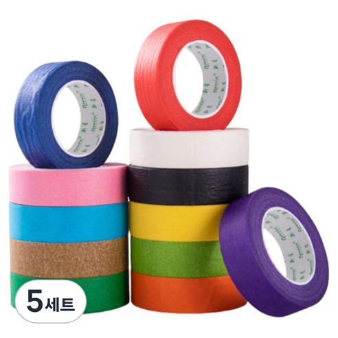 엘로템즈 디자인 종이 마스킹 테이프 12종 세트 10mm x 13m, 혼합색상, 5세트