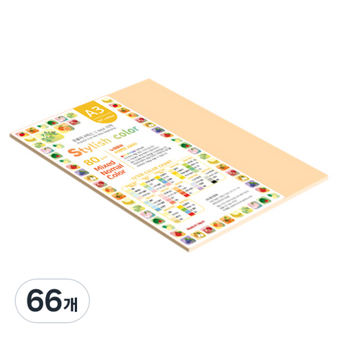 종이문화 스타일리쉬 얇은 혼합색지 80g No 08 SN Red Tone, 66개, A3