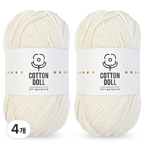 니뜨 코튼돌 뜨개실 50g, 4개, 2 아이보리