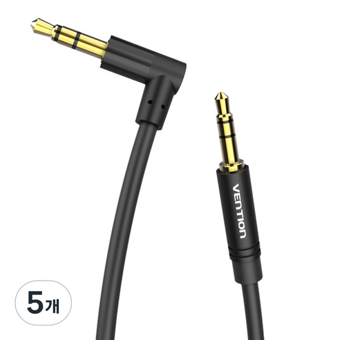 벤션 90도 3.5mm AUX 케이블 0.5m, BAKBD-T, 블랙, 5개