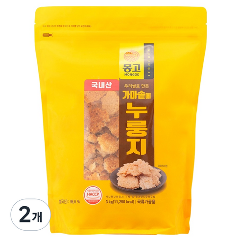 몽고식품 우리쌀 가마솥에 누룽지, 3kg, 2개