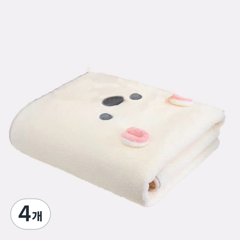 원이네 보들보들 귀여운 바스타월, 화이트, 4개