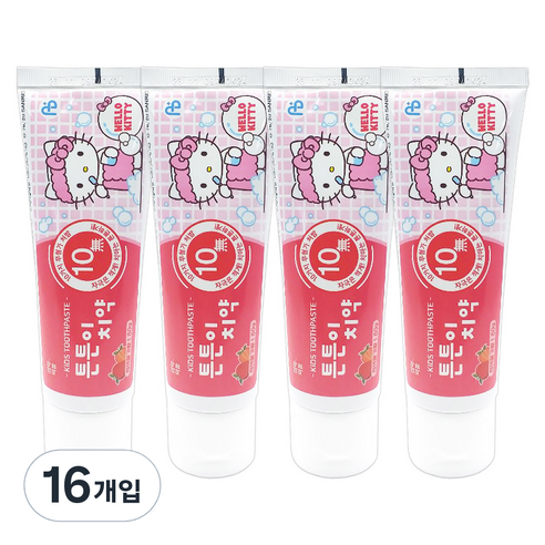 헬로키티 튼튼이치약 천연딸기향, 80g, 16개입