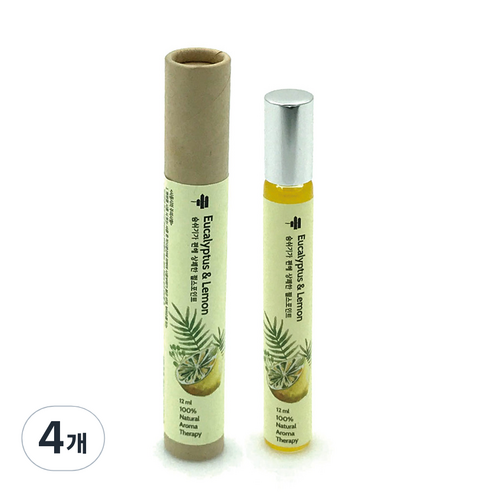 힐링팜스 레몬 유칼립투스 펄스포인트 아로마테라피, 12ml, 4개