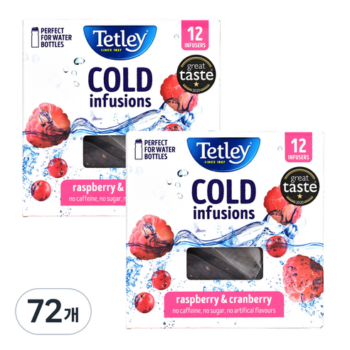 테틀리 콜드 인퓨전 라즈베리 & 크랜베리 히비스커스차, 2.25g, 72개