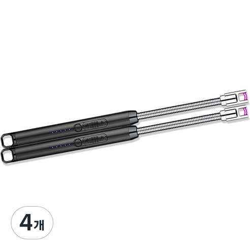 노바리빙 플렉시블 USB 충전식 플라즈마 라이터, 블랙, 4개