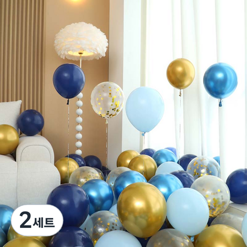 피앤비유니티 풍선 50p 세트 블루, 07 다크블루 컨페티 5색혼합, 2세트