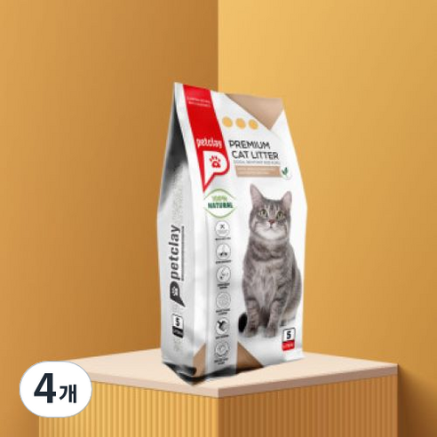 고양이 프리미엄 모래 펫샌드 내츄럴, 4개, 5L