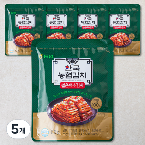 농협 한국농협김치 썰은배추김치 5개입, 400g, 5개