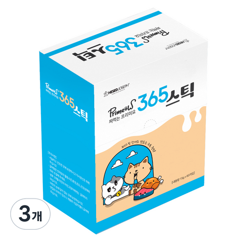 프리미요 고양이 짜먹는 365스틱 영양제, 60회분, 뼈/관절강화, 3개, 900g