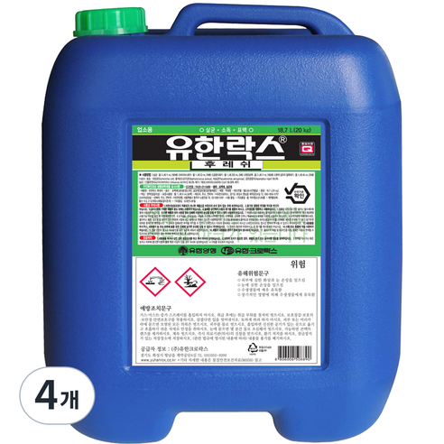 유한락스 후레쉬, 18.7L, 4개