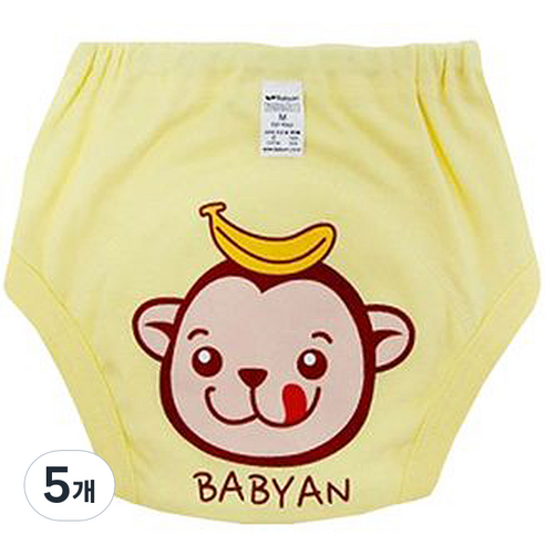 베이비앙 배변훈련팬티, 원숭이엘로우, 5개