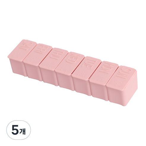 디엠코퍼레이션 알럽홈 데이 큐브 알약 케이스 핑크, 5개