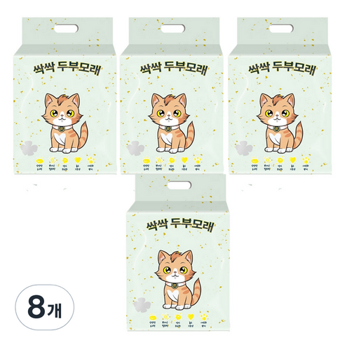 메디펫 고양이 싹싹 두부 모래, 8개, 8L, 녹차향