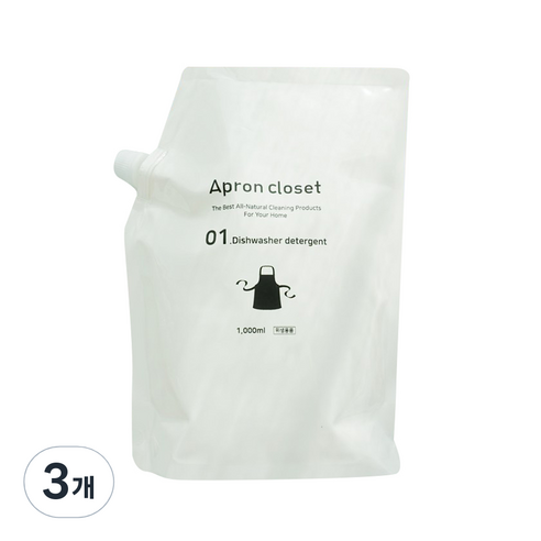 에이프런클로젯 식기세척기 세제 리필, 1000ml, 3개