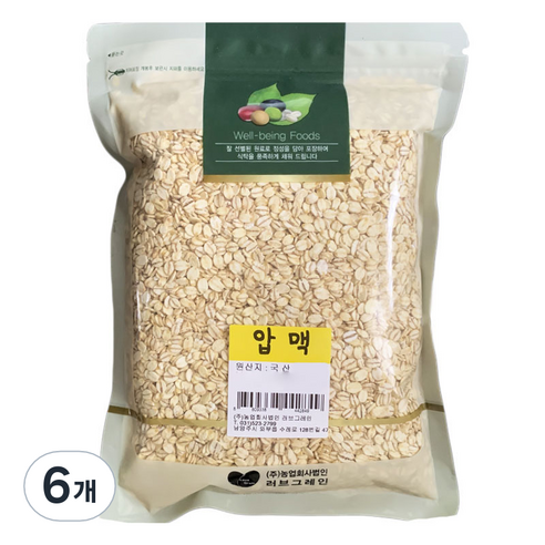 러브그레인 늘보리 압맥, 500g, 6개