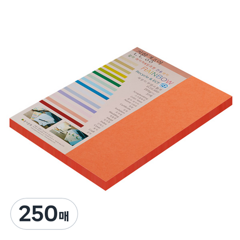종이문화 친환경색지 레인보우카드 No.28 로얄오렌지, A4, 250매