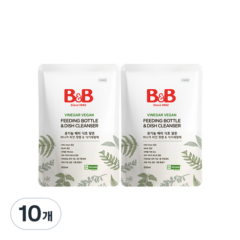 비앤비 베리 식초 담은 비건 젖병 & 식기 세정제 리필형, 10개, 500ml