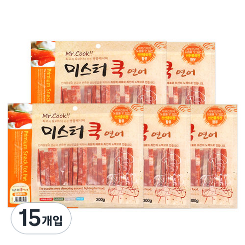 도그펜시아 미스터쿡 강아지 간식 슬라이스, 연어, 300g, 15개