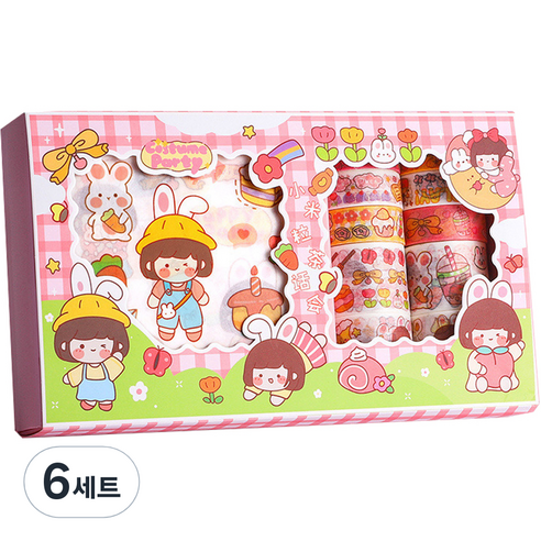 동아피엠에스 DIY 다꾸 종이 스티커 + 마스킹 데코테이프 기프트박스 세트, MK-2347, 6세트
