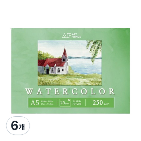 두성 아트프린스 워터컬러 수채화용 무선 스케치북 250g W10, A5, 25매, 6개