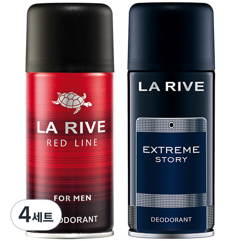 라리브 남성용 맨 퍼퓸 데오드란트 레드라인 150ml + 익스트림 스토리 150ml 세트, 4세트