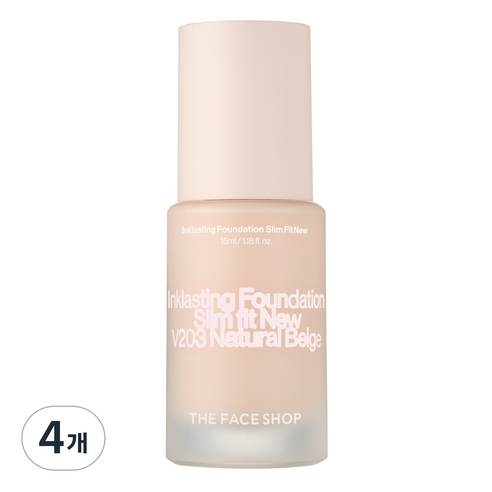 더페이스샵 잉크래스팅 파운데이션 슬림핏 뉴 15ml, V203 내추럴 베이지, 4개