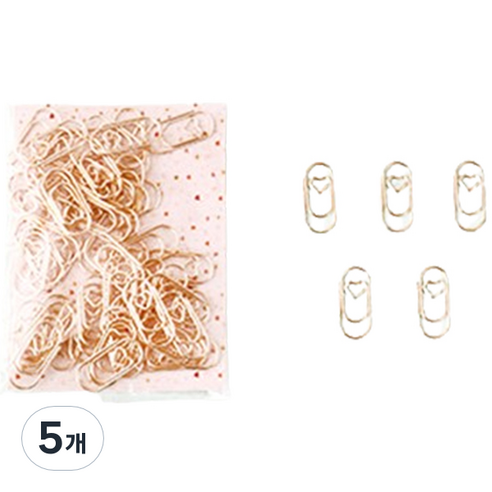마켓감성 작은 하트 클립 골드, 50개입, 5개