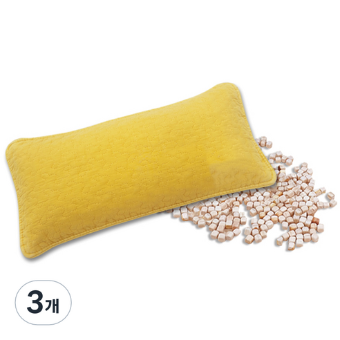 편백아트 프리미엄 편백 큐브칩 베이직 베개, 노랑(베개커버), 랜덤발송(속커버), 3개